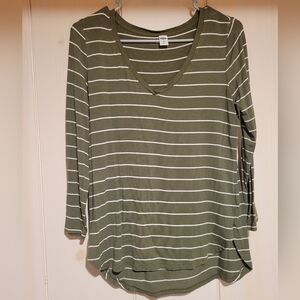 Old Navy Olive Green Striped Long Sleeve